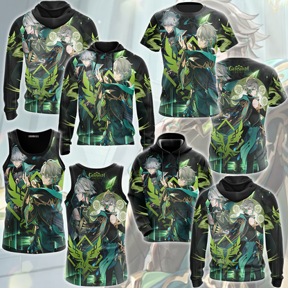 Genshin Impact Alhaitham Video Game All Over Printed T-shirt Tank Top Zip Hoodie Pullover Hoodie Hawaiian Shirt Beach Shorts Joggers