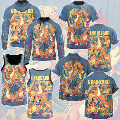 Pokemon Charizard Video Game All Over Printed T-shirt Tank Top Zip Hoodie Pullover Hoodie Hawaiian Shirt Beach Shorts Joggers