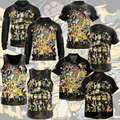 Pokemon Electric Type Club Video Game All Over Printed T-shirt Tank Top Zip Hoodie Pullover Hoodie Hawaiian Shirt Beach Shorts Joggers