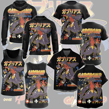 Pokemon Garchomp Video Game All Over Printed T-shirt Tank Top Zip Hoodie Pullover Hoodie Hawaiian Shirt Beach Shorts Joggers