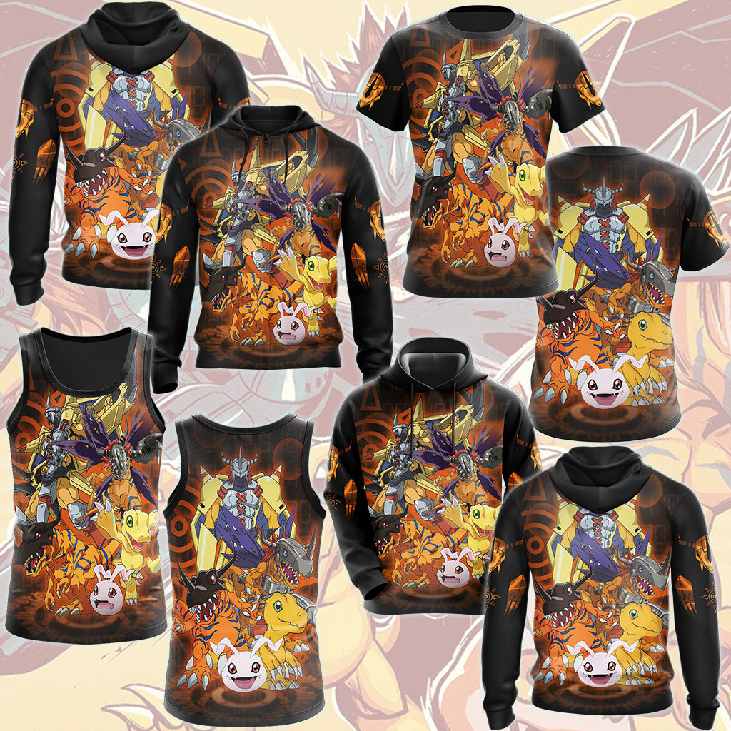Digimon Agumon Evolution Video Game All Over Printed T-shirt Tank Top Zip Hoodie Pullover Hoodie Hawaiian Shirt Beach Shorts Joggers