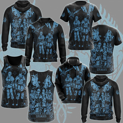Monster Hunter Stories 3: Twisted Reflection Video Game All Over Printed T-shirt Tank Top Zip Hoodie Pullover Hoodie Hawaiian Shirt Beach Shorts Joggers