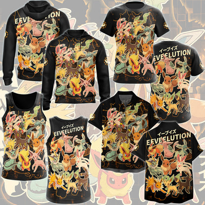 Pokemon Eeveelution Video Game All Over Printed T-shirt Tank Top Zip Hoodie Pullover Hoodie Hawaiian Shirt Beach Shorts Joggers