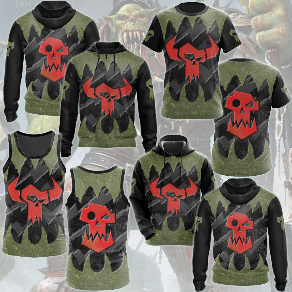Warhammer 40K Ork Battleworn Insignia All Over Printed T-shirt Tank Top Zip Hoodie Pullover Hoodie Hawaiian Shirt Beach Shorts Joggers