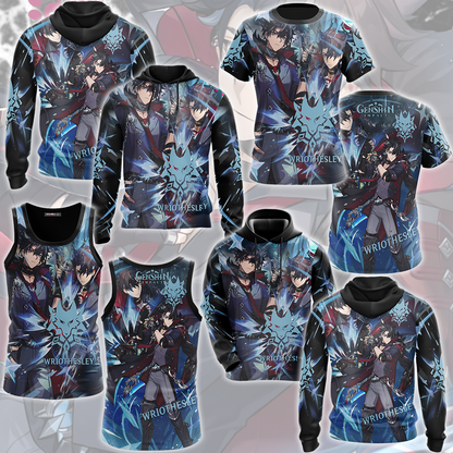 Genshin Impact Wriothesley Video Game All Over Printed T-shirt Tank Top Zip Hoodie Pullover Hoodie Hawaiian Shirt Beach Shorts Joggers