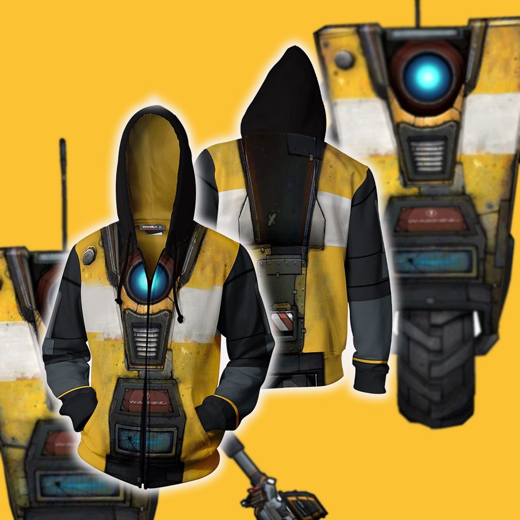 Borderlands Claptrap Cosplay Zip Up Hoodie Jacket 5XL