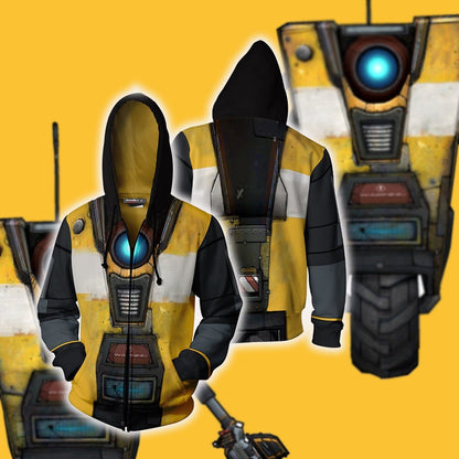Borderlands Claptrap Cosplay Zip Up Hoodie Jacket 5XL