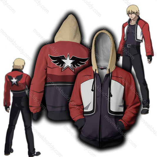Garou: Mark of the Wolves Rock Howard Cosplay Zip Up Hoodie Jacket 5XL