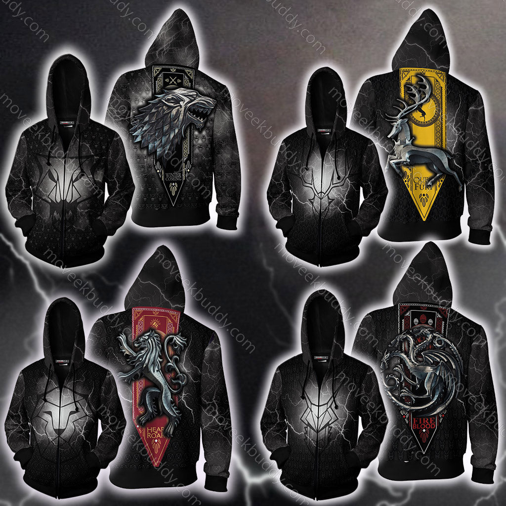 House Stark Game Of Thrones New Look Zip Up Hoodie