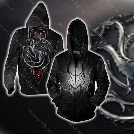 House Targaryen Game Of Thrones New Look Zip Up Hoodie 5XL