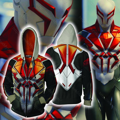 Spider-Man 2099 White Cosplay PS4 Zip Up Hoodie Jacket 5XL