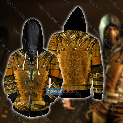 Mortal Kombat Scorpion Cosplay Zip Up Hoodie Jacket 5XL