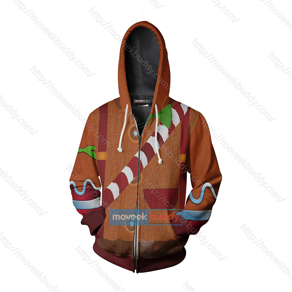 Fortnite Gingerbread Skin Cosplay Zip Up Hoodie Jacket