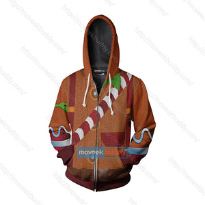 Fortnite Gingerbread Skin Cosplay Zip Up Hoodie Jacket   