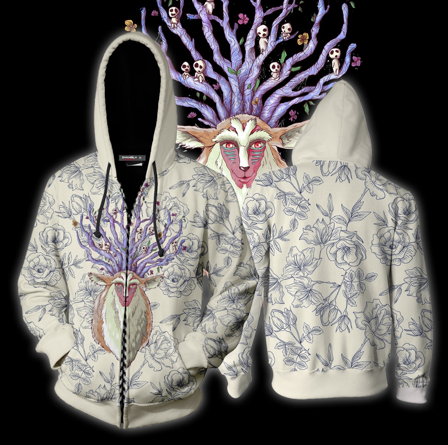 Princess Mononoke Forest Spirit Unisex 3D T-shirt Zip Hoodie
