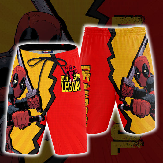 Deadpool - Gym Don't Skip Leg Day Beach Shorts