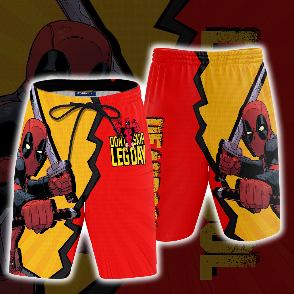 Deadpool - Gym Don't Skip Leg Day Beach Shorts S  