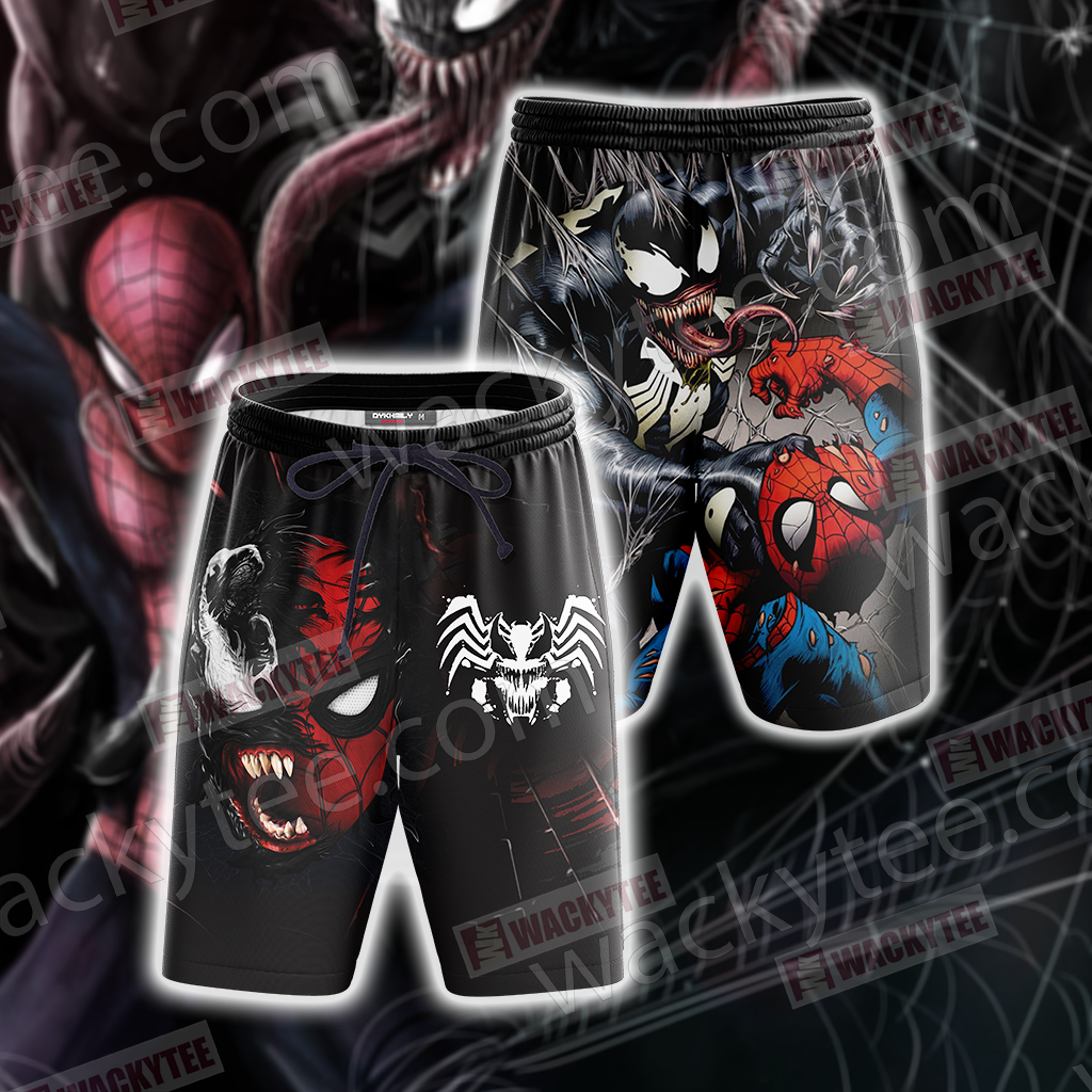 Spider-Man and Venom Unisex 3D T-shirt Beach Shorts