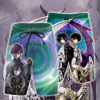 Code Geass Suzaku and Lelouch 3D T-shirt Beach Shorts
