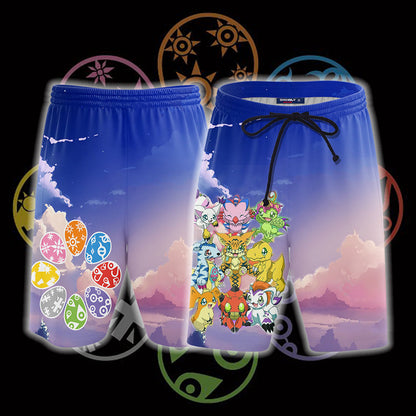 Digimon Eggs Unisex 3D T-shirt Beach Shorts