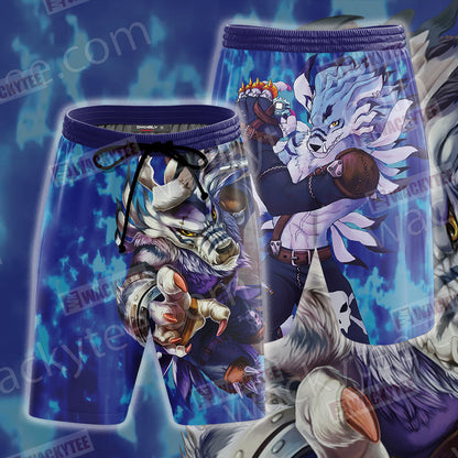 Digimon Weregarurumon Unisex 3D T-shirt Beach Shorts