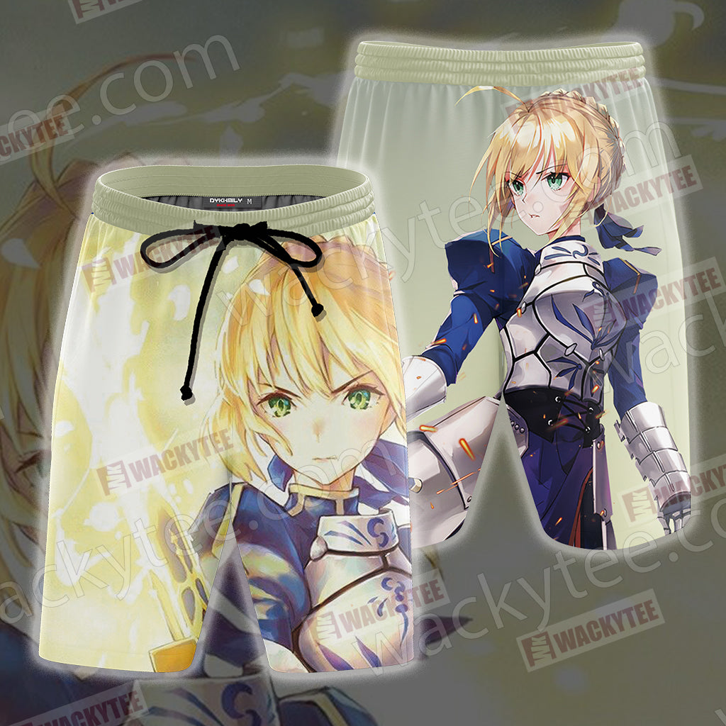 Fate/Stay Night Saber (Artoria Pendragon) Unisex 3D T-shirt Beach Shorts
