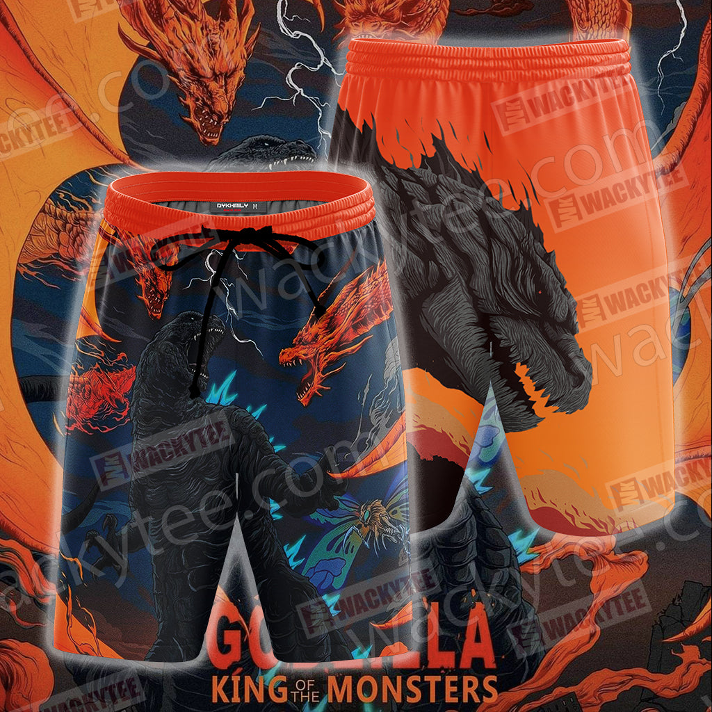 Godzilla King Of The Monsters Unisex 3D T-shirt Beach Shorts
