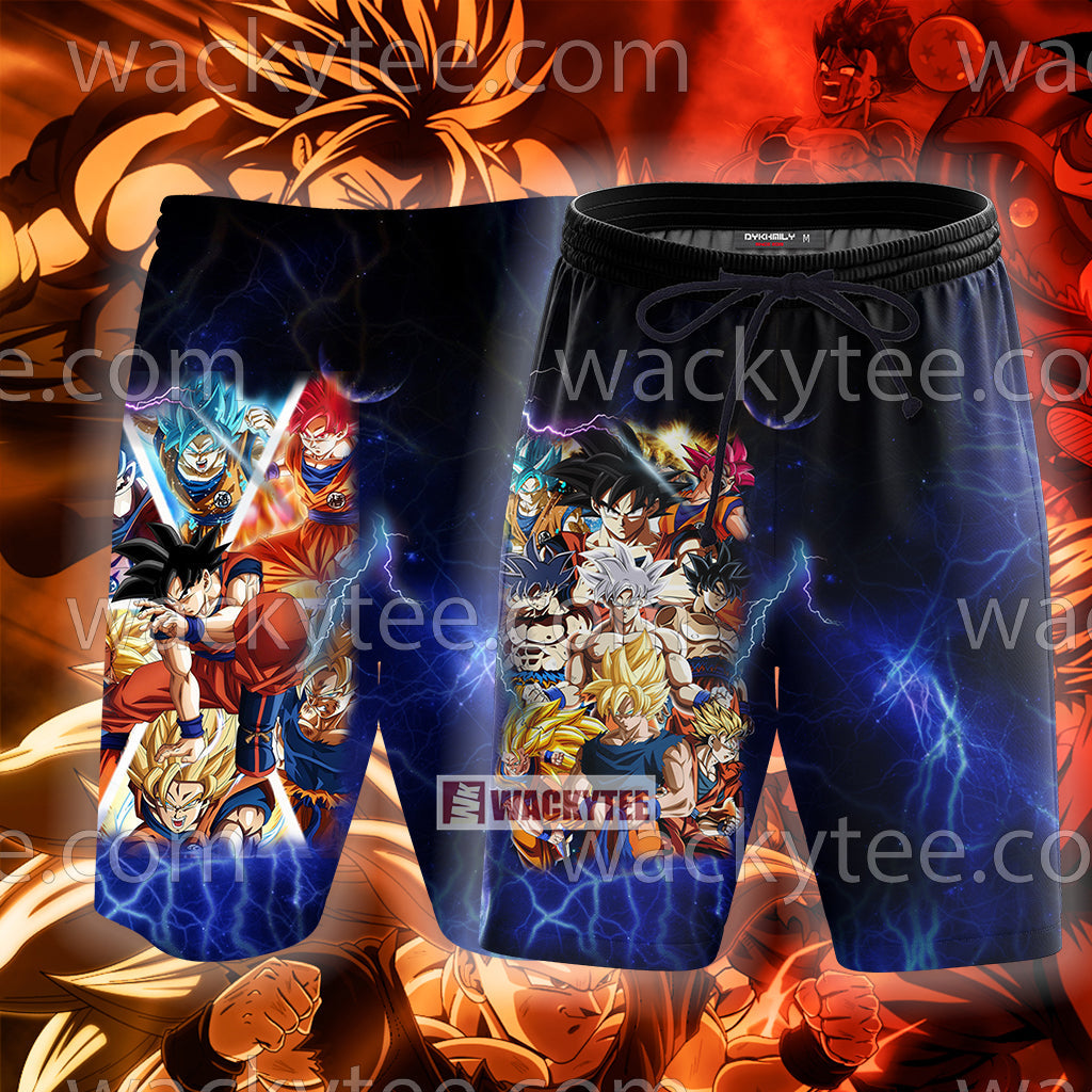 Dragon Ball Super Goku All Forms 3D T-shirt Beach Shorts