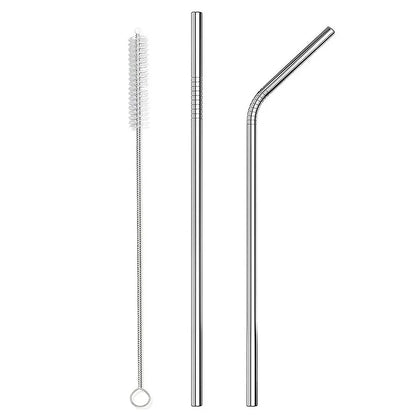 Combo 2 Straws and 1 Cleaner Brush - Reusable Drinking Straws - Straight and Curved Straws with Cleaner Brush Set - Stainless Steel Metal Straw For 20 Ounce Tumbler, 30 Ounce Tumbler, Mugs, Cups 2 STRAWS AND 1 BRUSH