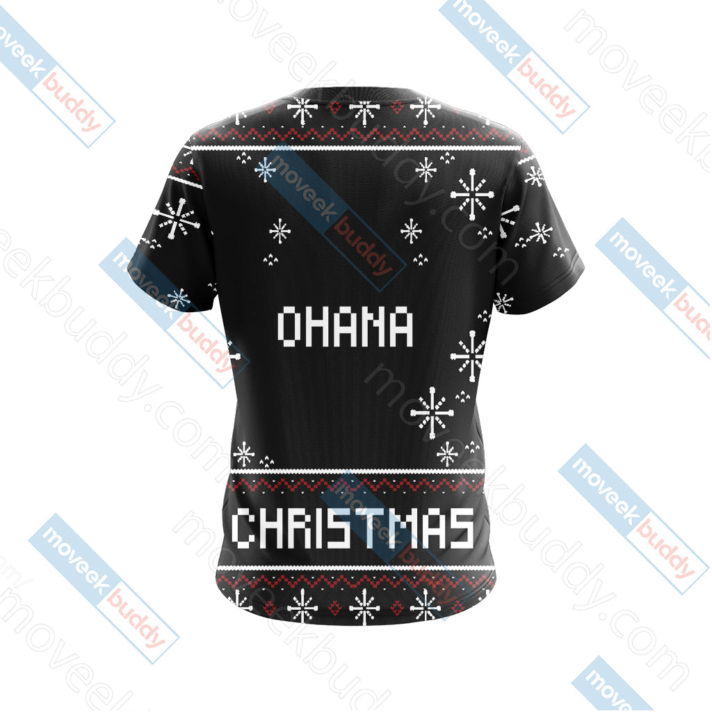 Stitch Ohana Christmas Unisex 3D T-shirt