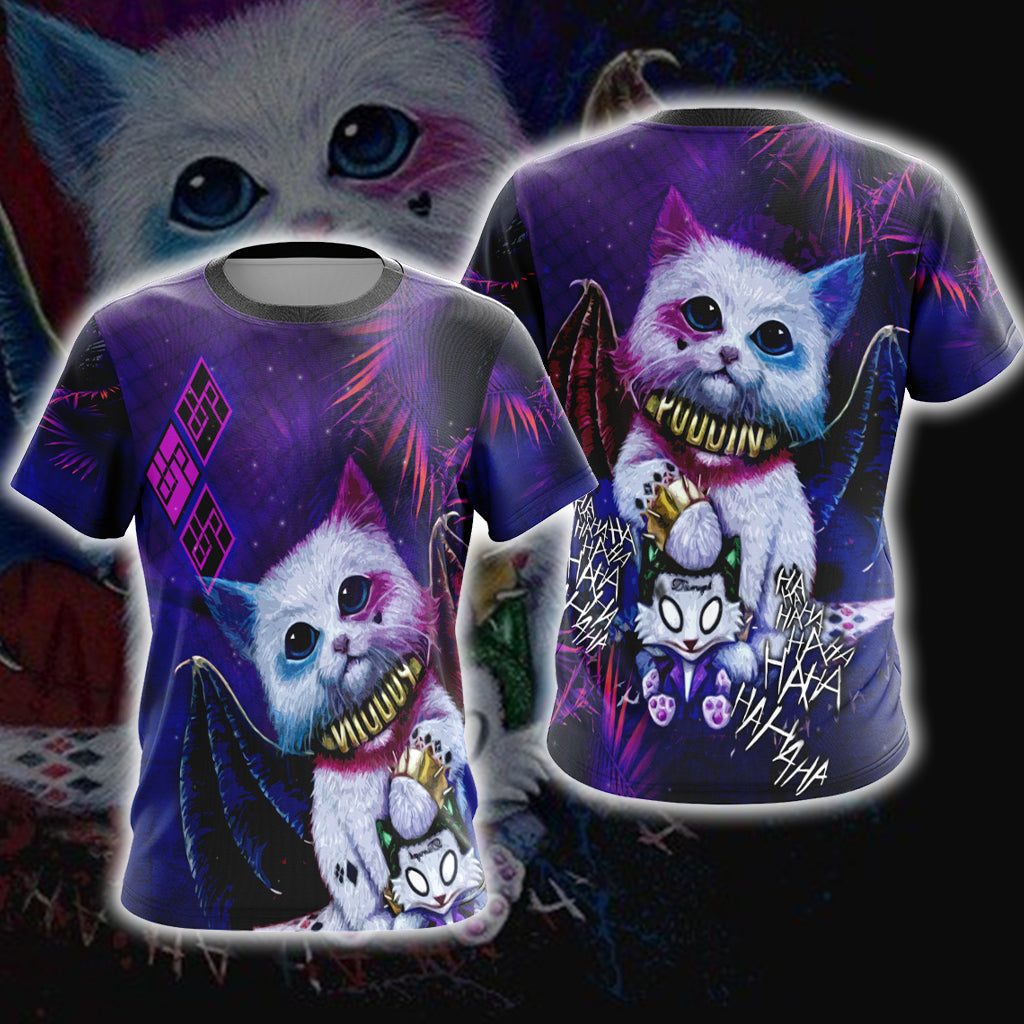 Harley Quinn Cute Cat Unisex 3D T-shirt Zip Hoodie T-shirt