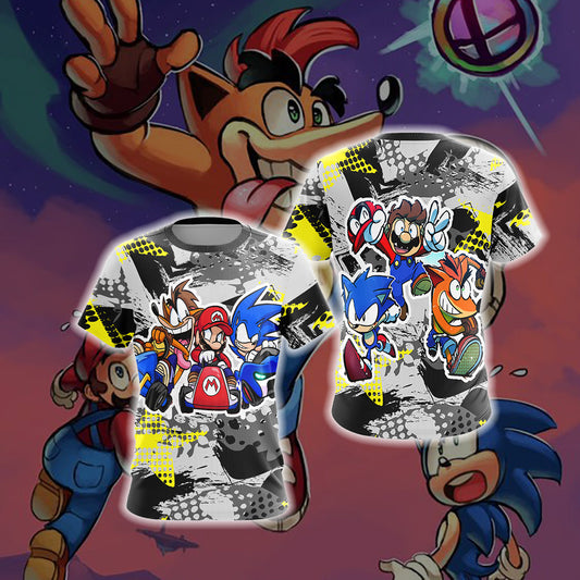 Crash Bandicoot x Mario x Sonic The Hedgehog Unisex 3D T-shirt T-shirt