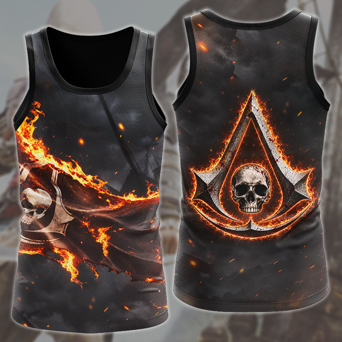 Assassin's Creed Black Flag Video Game All Over Printed T-shirt Tank Top Zip Hoodie Pullover Hoodie Hawaiian Shirt Beach Shorts Joggers Tank Top
