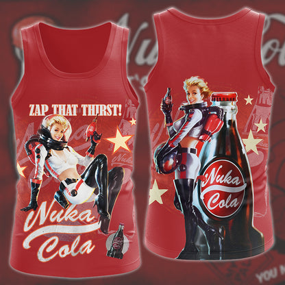 Fallout Nuka-Cola Video Game All Over Printed T-shirt Tank Top Zip Hoodie Pullover Hoodie Hawaiian Shirt Beach Shorts Joggers