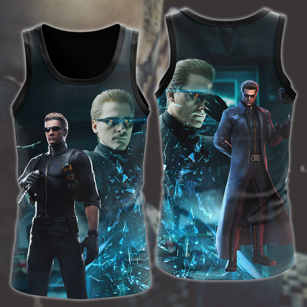 Resident Evil Albert Wesker Video Game All Over Printed T-shirt Tank Top Zip Hoodie Pullover Hoodie Hawaiian Shirt Beach Shorts Joggers