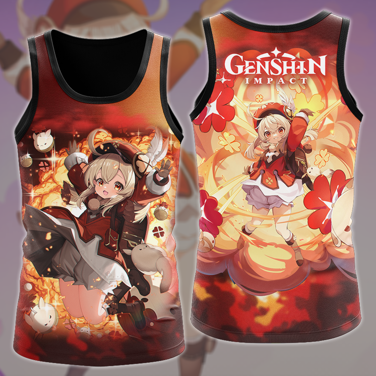 Genshin Impact Klee Video Game All Over Printed T-shirt Tank Top Zip Hoodie Pullover Hoodie Hawaiian Shirt Beach Shorts Joggers Tank Top