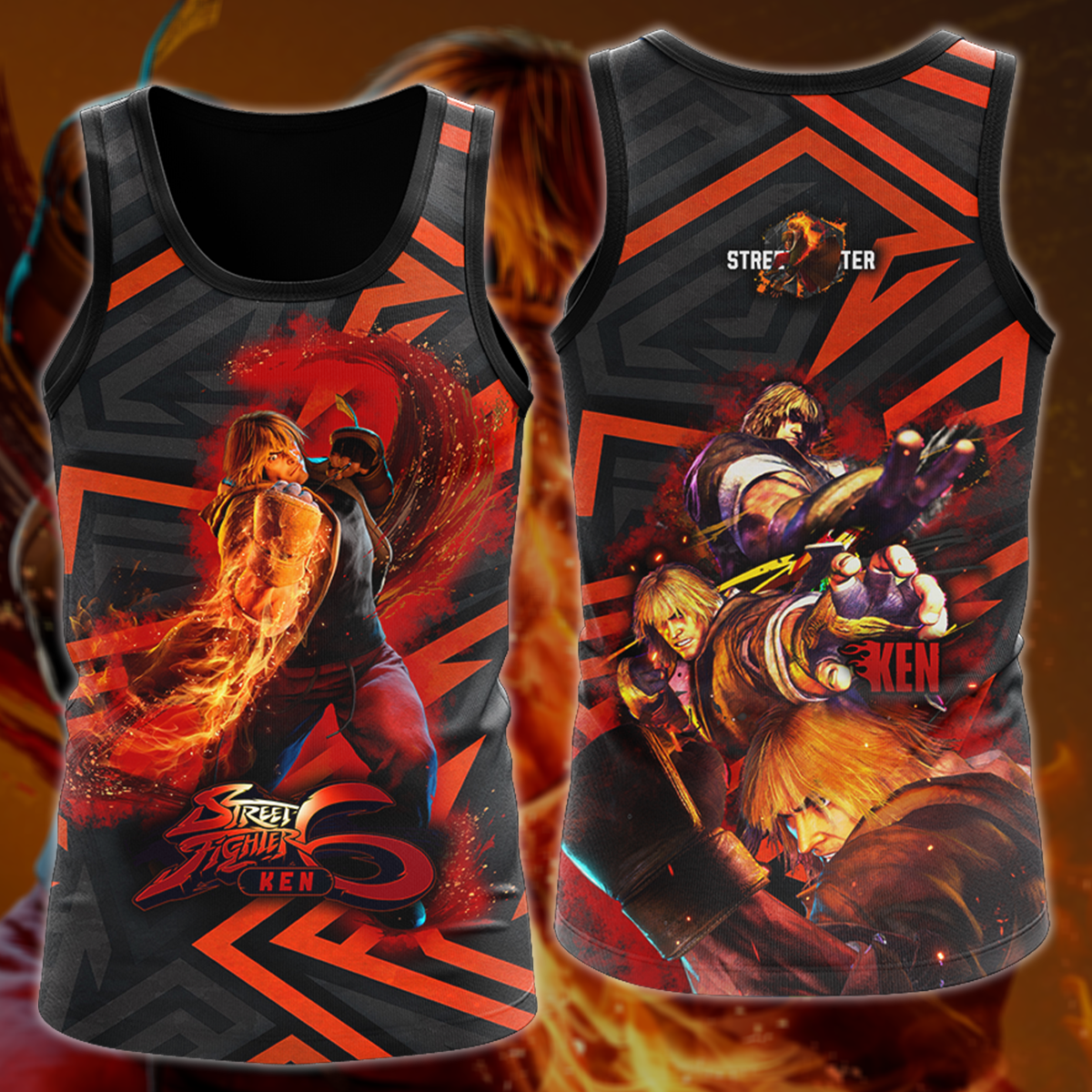 Street Fighter 6 Ken Video Game 3D All Over Printed T-shirt Tank Top Zip Hoodie Pullover Hoodie Hawaiian Shirt Beach Shorts Jogger Tank Top