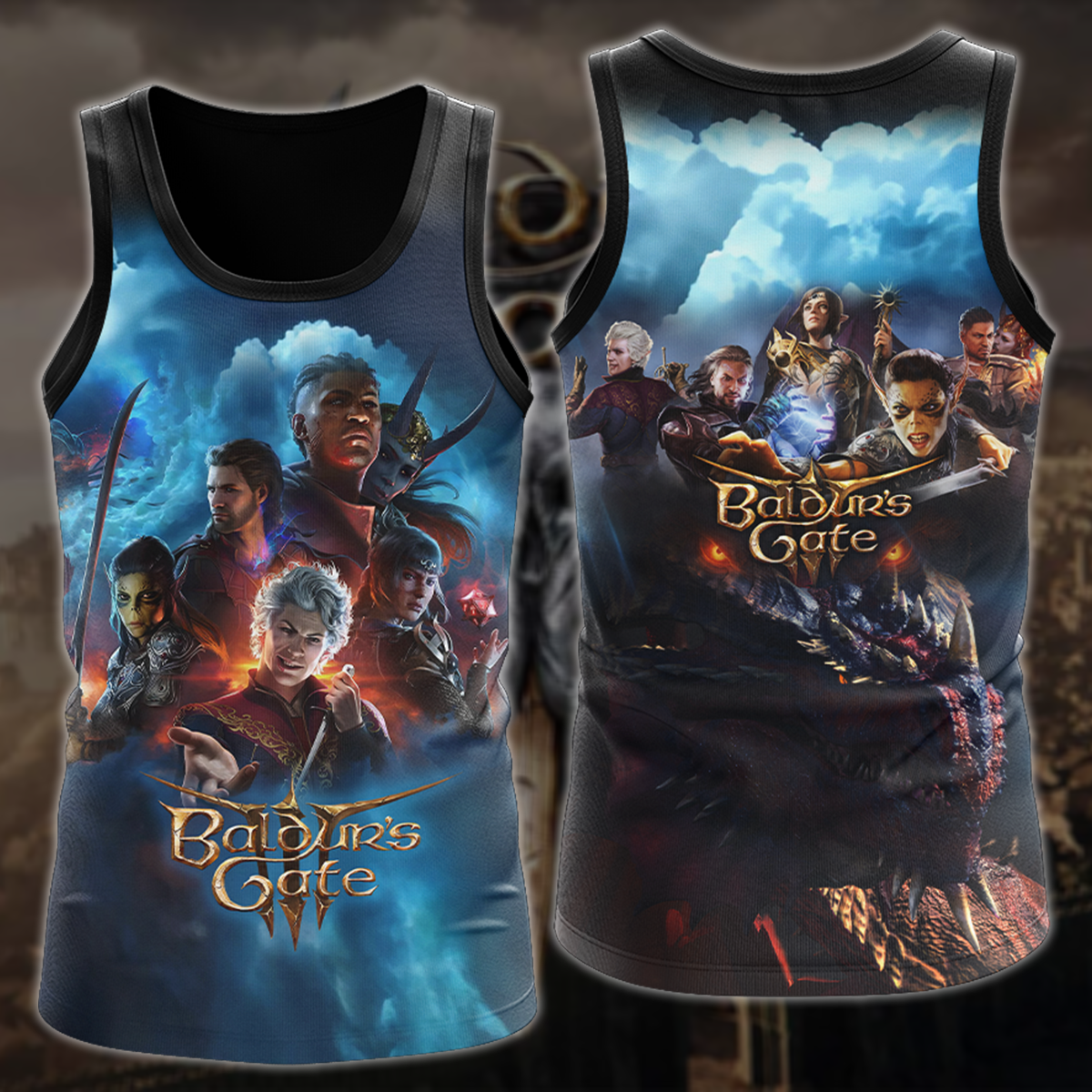 Baldur's Gate 3 Video Game All-Over T-shirt Hoodie Tank Top Hawaiian Shirt Beach Shorts Joggers Tank Top