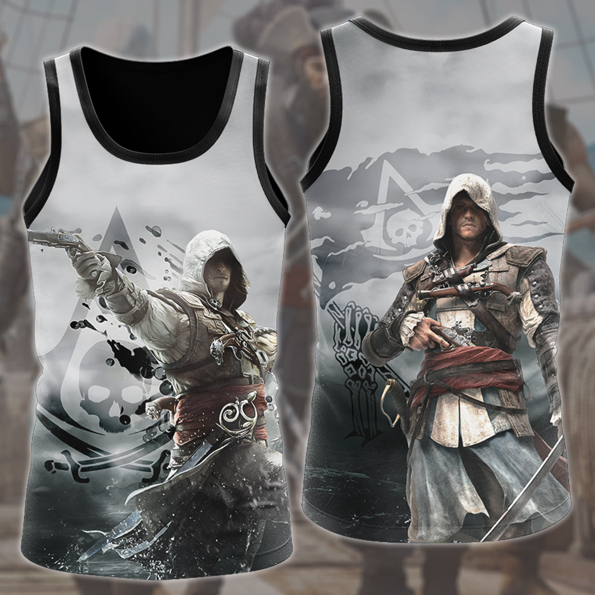 Assassin's Creed Black Flag Video Game All Over Printed T-shirt Tank Top Zip Hoodie Pullover Hoodie Hawaiian Shirt Beach Shorts Joggers Tank Top