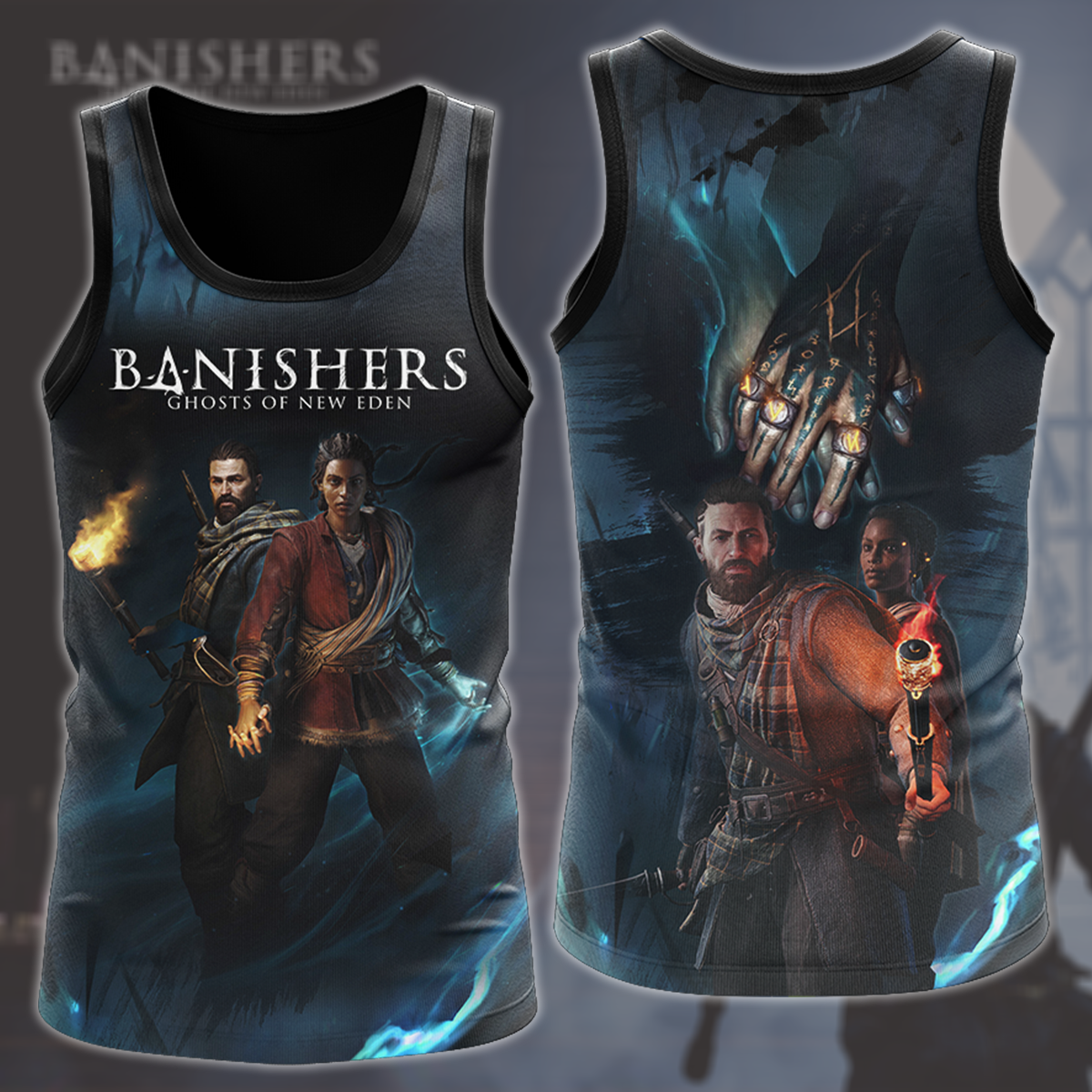 Banishers: Ghosts of New Eden Video Game All Over Printed T-shirt Tank Top Zip Hoodie Pullover Hoodie Hawaiian Shirt Beach Shorts Joggers Tank Top