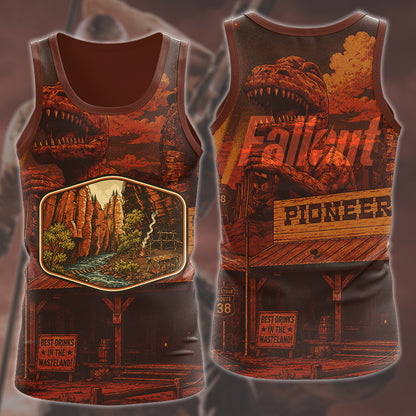 Fallout: New Vegas Vintage National Park Style Video Game All Over Printed T-shirt Tank Top Zip Hoodie Pullover Hoodie Hawaiian Shirt Beach Shorts Joggers