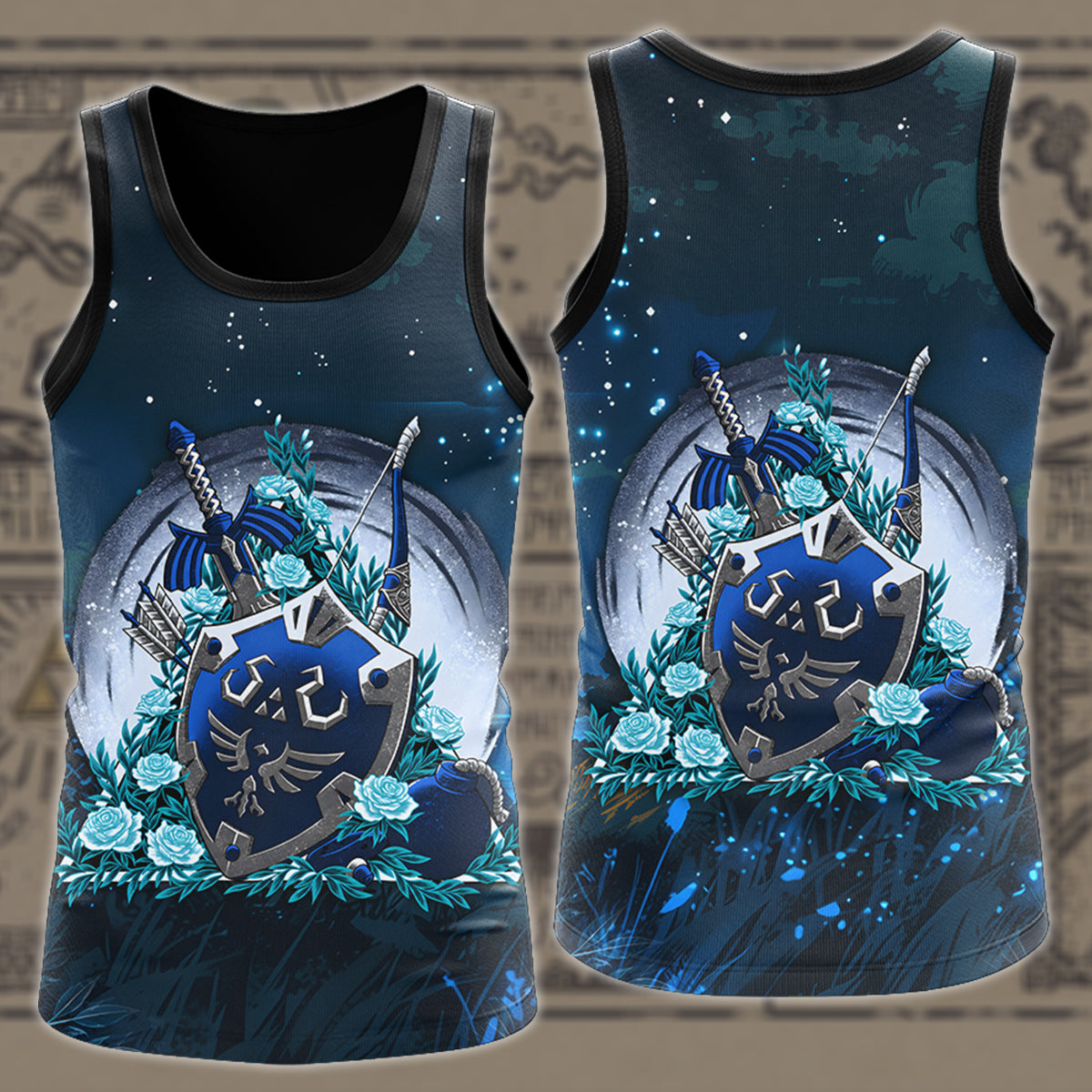 The Legend of Zelda Legendary Artifacts Video Game All Over Printed T-shirt Tank Top Zip Hoodie Pullover Hoodie Hawaiian Shirt Beach Shorts Joggers