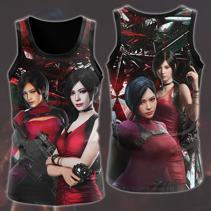 Resident Evil Ada Wong Video Game All Over Printed T-shirt Tank Top Zip Hoodie Pullover Hoodie Hawaiian Shirt Beach Shorts Joggers