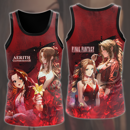 Final Fantasy VII Rebirth Aerith Gainsborough Video Game All Over Printed T-shirt Tank Top Zip Hoodie Pullover Hoodie Hawaiian Shirt Beach Shorts Joggers Tank Top
