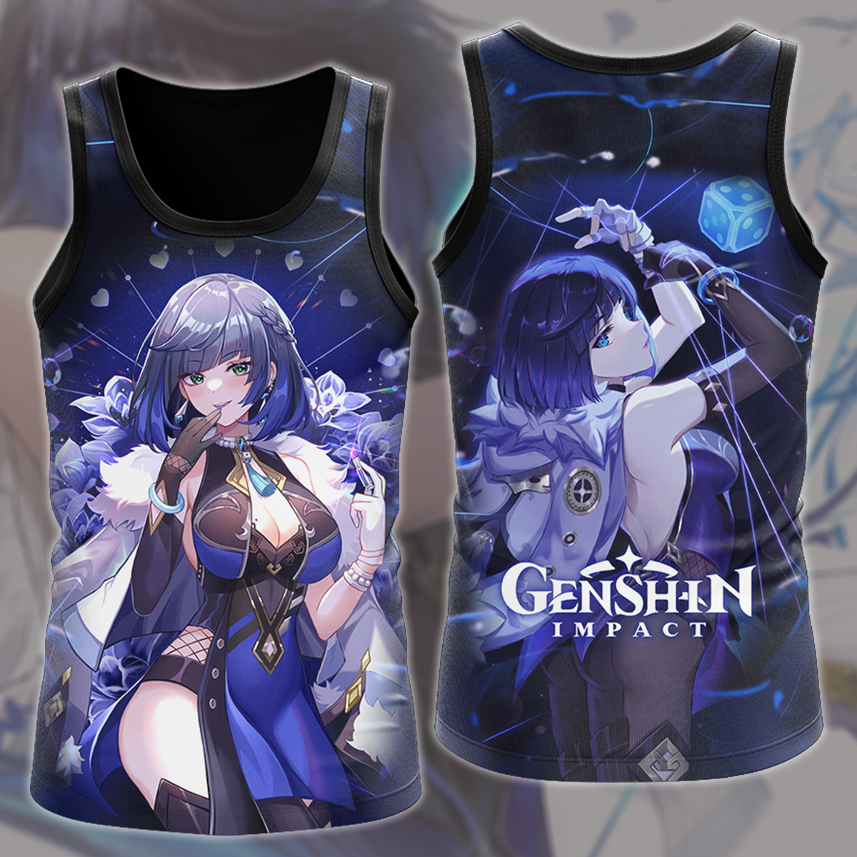 Genshin Impact Yelan Video Game All Over Printed T-shirt Tank Top Zip Hoodie Pullover Hoodie Hawaiian Shirt Beach Shorts Joggers Tank Top