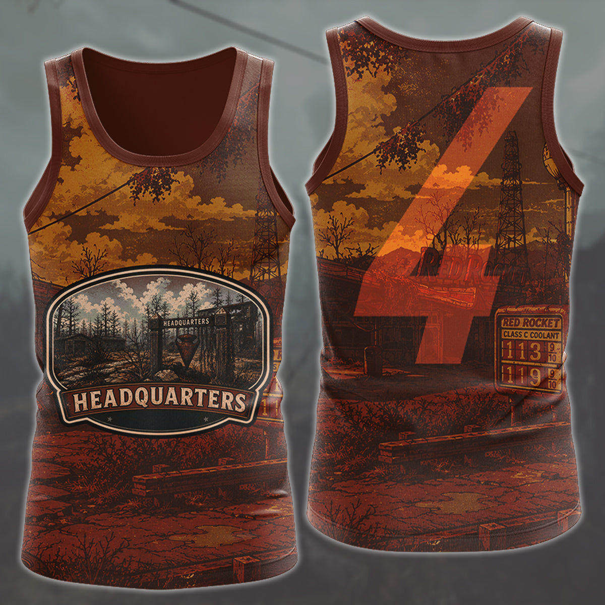 Fallout 4 Vintage National Park Style Video Game All Over Printed T-shirt Tank Top Zip Hoodie Pullover Hoodie Hawaiian Shirt Beach Shorts Joggers