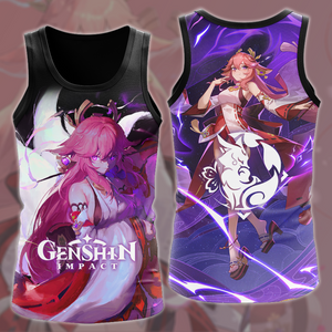 Genshin Impact Yae Miko Video Game All Over Printed T-shirt Tank Top Zip Hoodie Pullover Hoodie Hawaiian Shirt Beach Shorts Joggers Tank Top S 