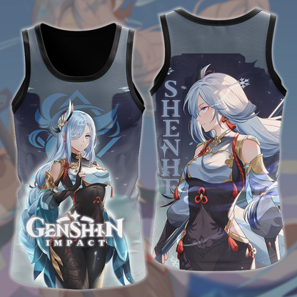 Genshin Impact Shenhe Video Game All Over Printed T-shirt Tank Top Zip Hoodie Pullover Hoodie Hawaiian Shirt Beach Shorts Joggers Tank Top