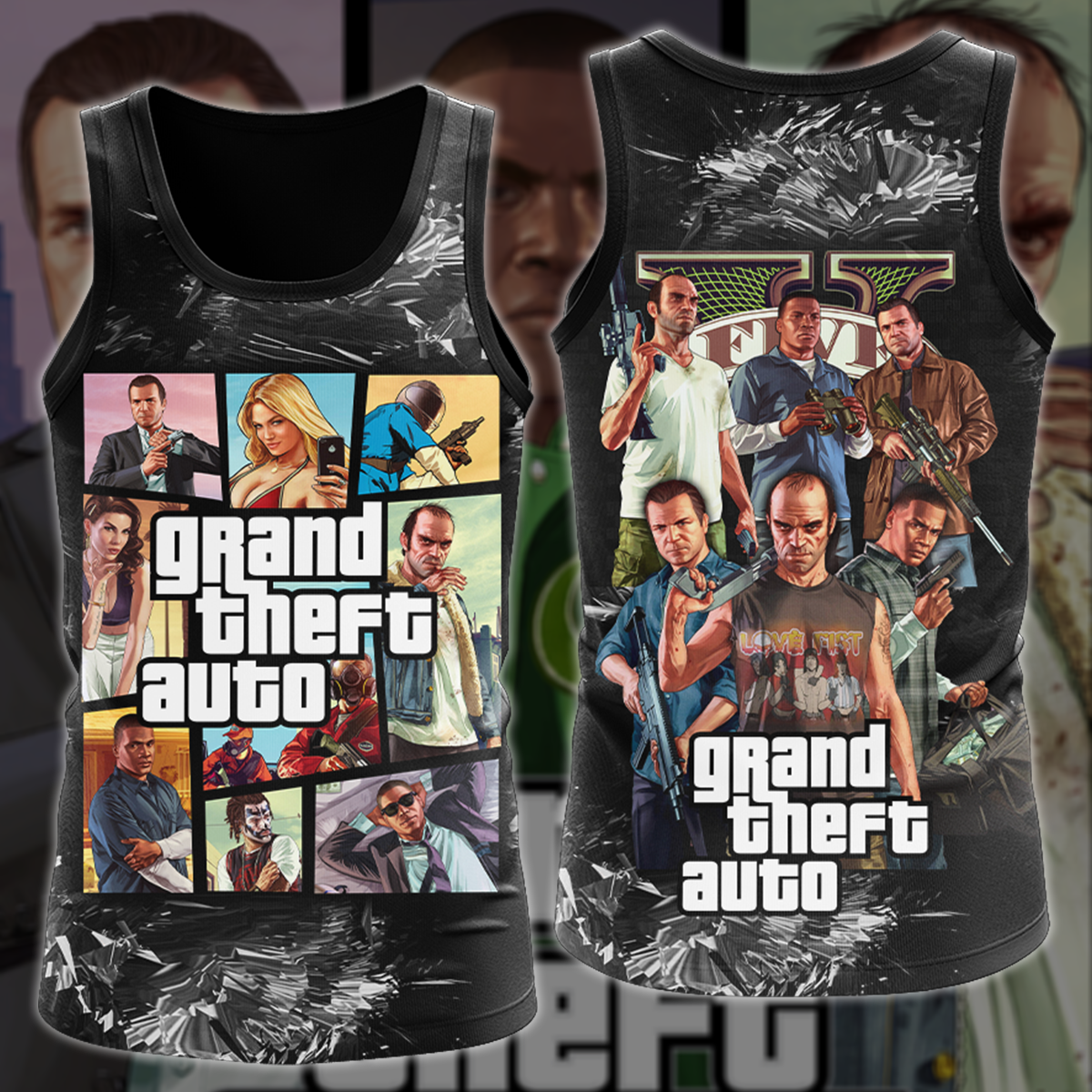 Grand Theft Auto 5 Video Game 3D All Over Printed T-shirt Tank Top Zip Hoodie Pullover Hoodie Hawaiian Shirt Beach Shorts Joggers Tank Top