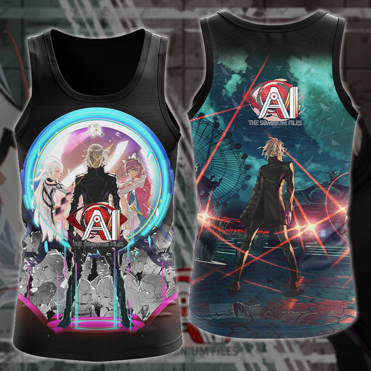 AI: The Somnium Files Video Game All Over Printed T-shirt Tank Top Zip Hoodie Pullover Hoodie Hawaiian Shirt Beach Shorts Joggers Tank Top